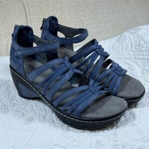 JBU by Jambu Women's 8M Blue Rosaline Strappy Comfort Wedge Sandals Casual Shoes